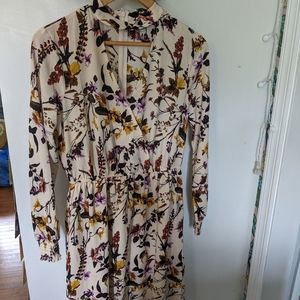 Mid length floral dress with chest cutout and zipper